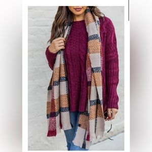 Pink Lily Knowing the Answer Plaid Scarf